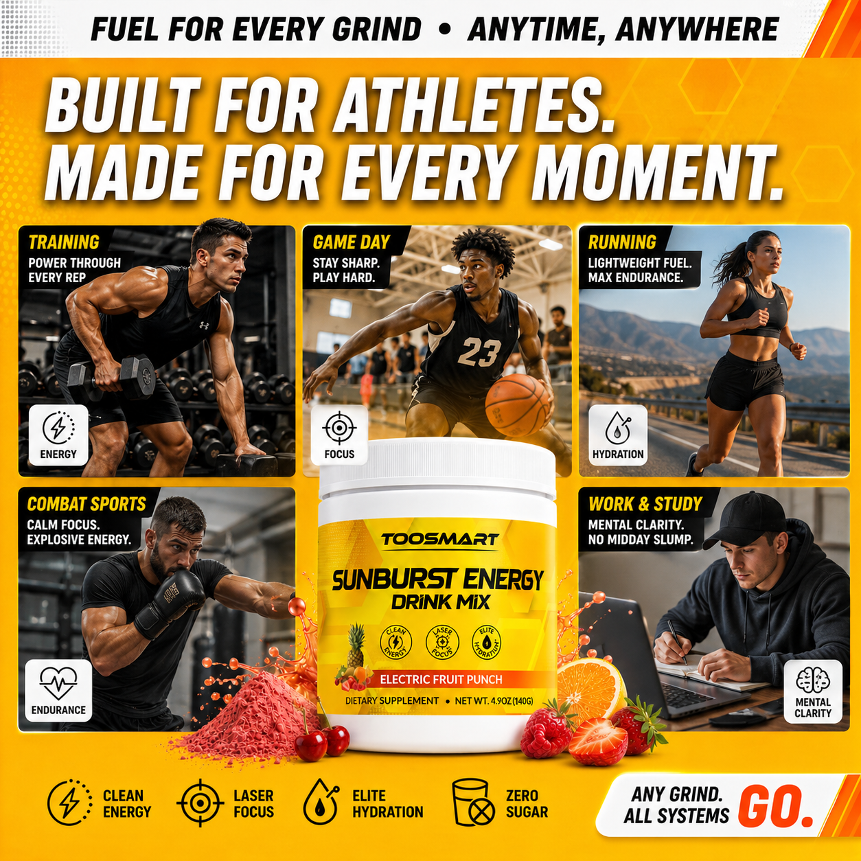 SUNBURST ENERGY DRINK MIX - ELECTRIC FRUIT PUNCH